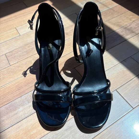 Michael Kors Black Patent Ankle Strap Stiletto Heels - Picture 3 of 8